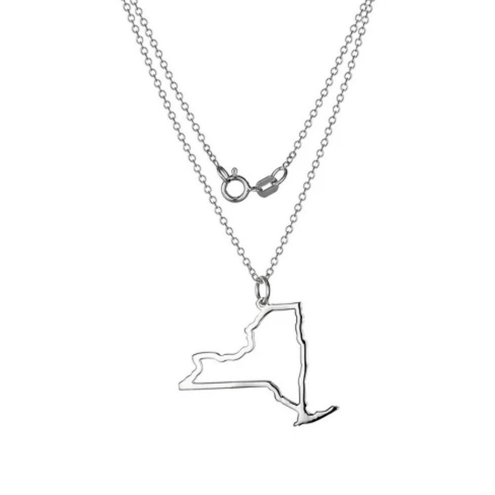 NWT NYS Sterling Silver Cutout State Pendant